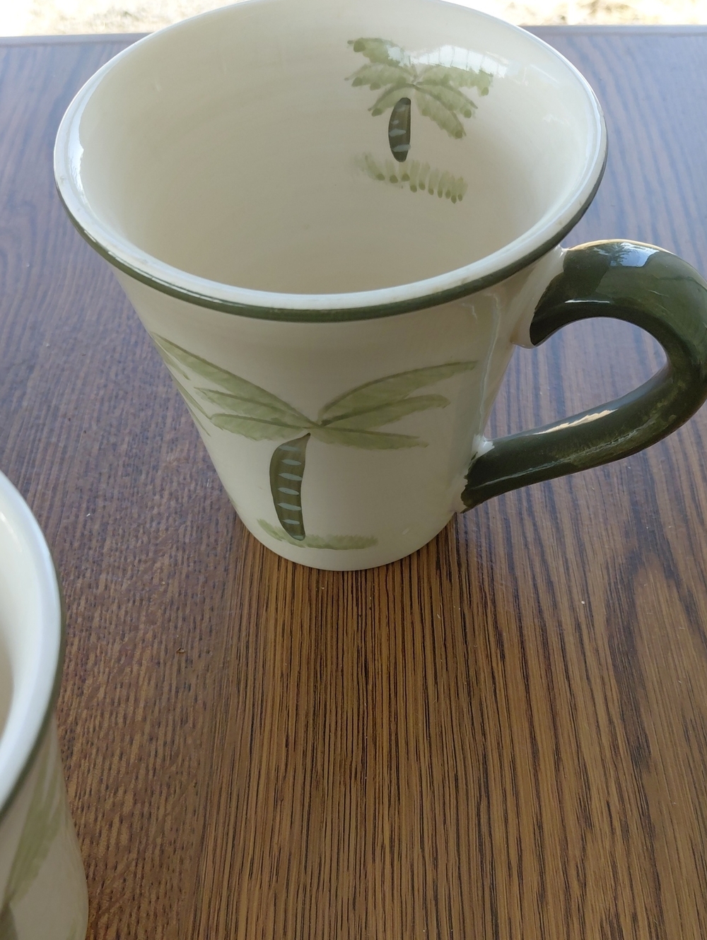 Green Palm Ceramic Mug - Home Dining - Set Of 3 Mugs Only